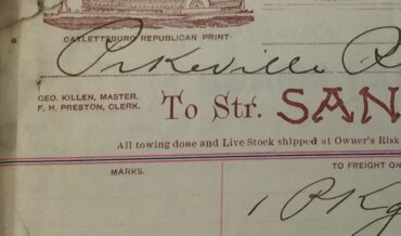 Steam Boat Freight Tickets to Pikeville